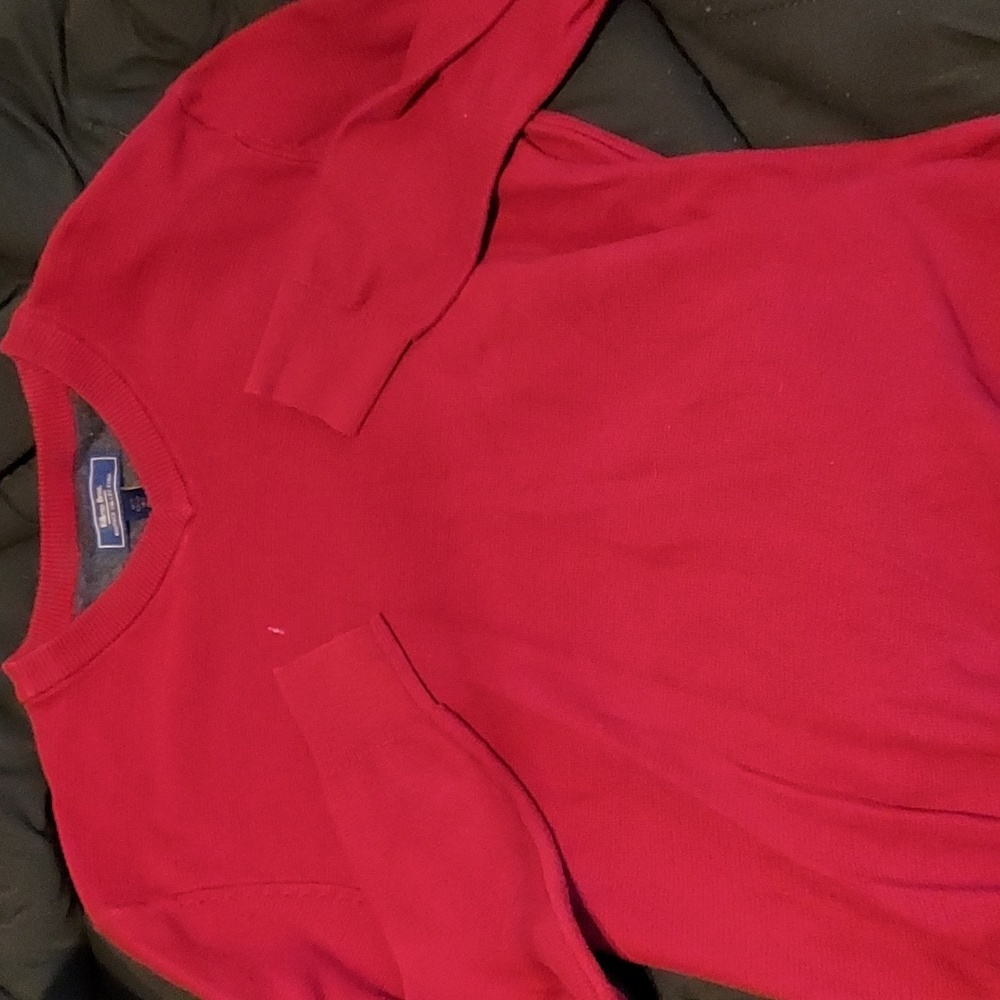 Basic red knit sweater. 100 percent cotton. By Wilkens bros heritage collection